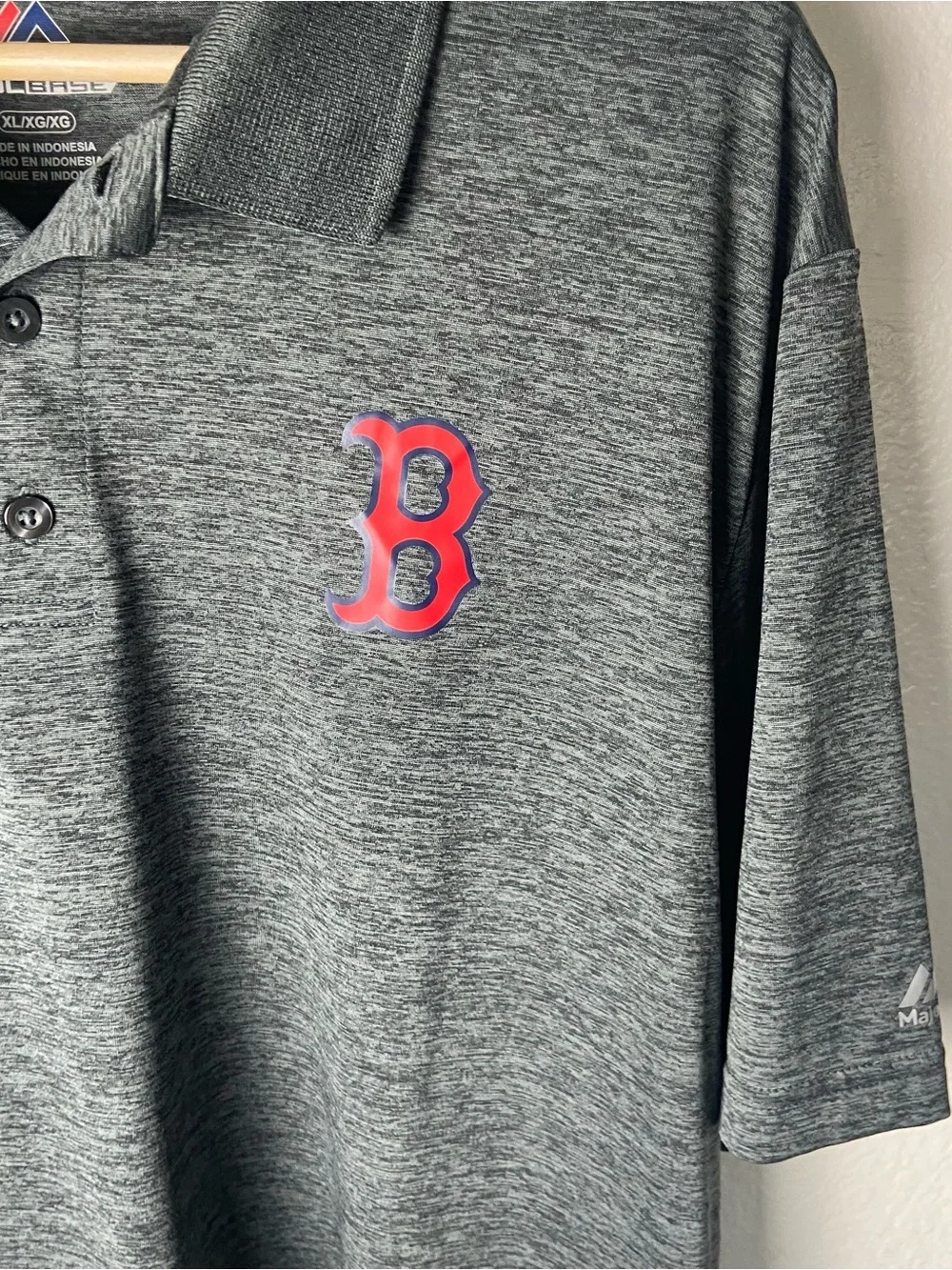 Majestic Heather Gray Polo with Red 'B' Logo